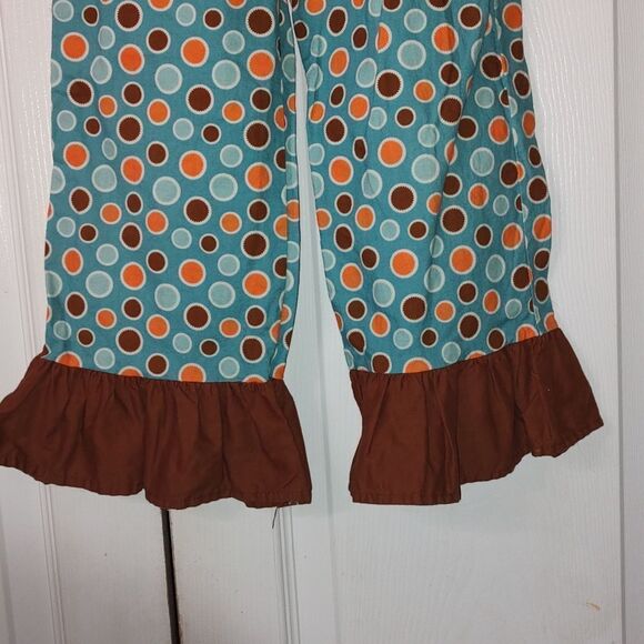 Turtle and Pumpkin polka dot ruffle wide leg  fall pants Sz 6 - Picture 2 of 6